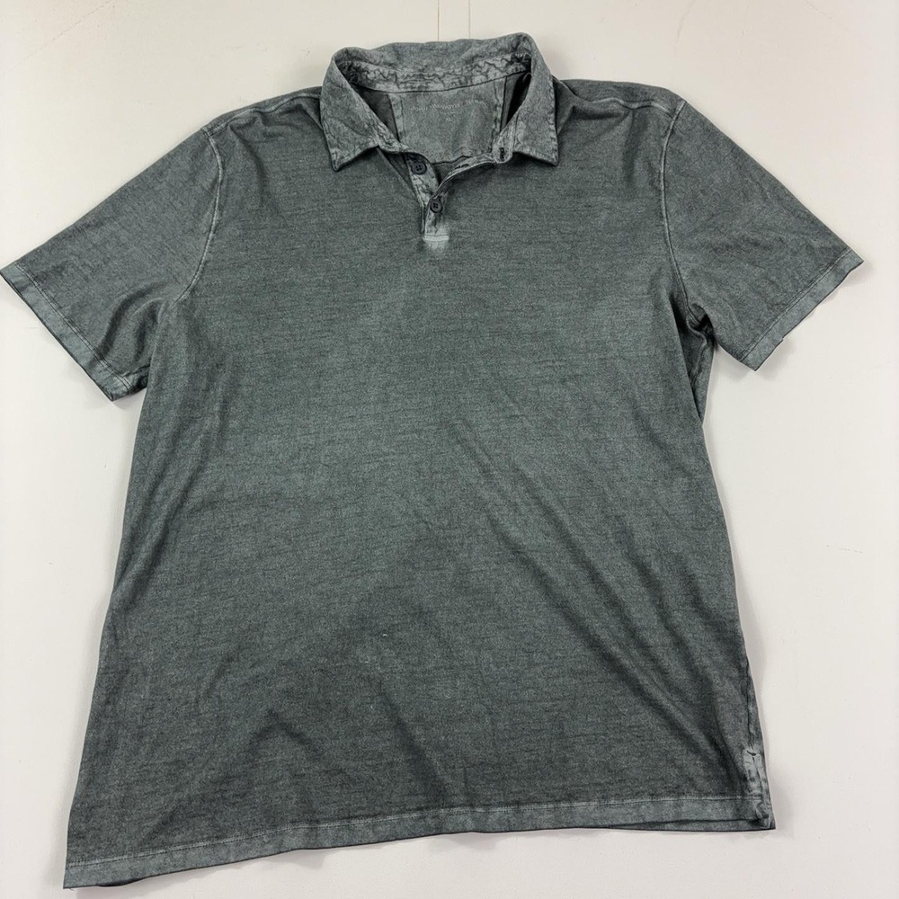 John Varvatos U.S.A. Polo Shirt Mens XL Gray Washed Cotton Jersey Short Sleeve
